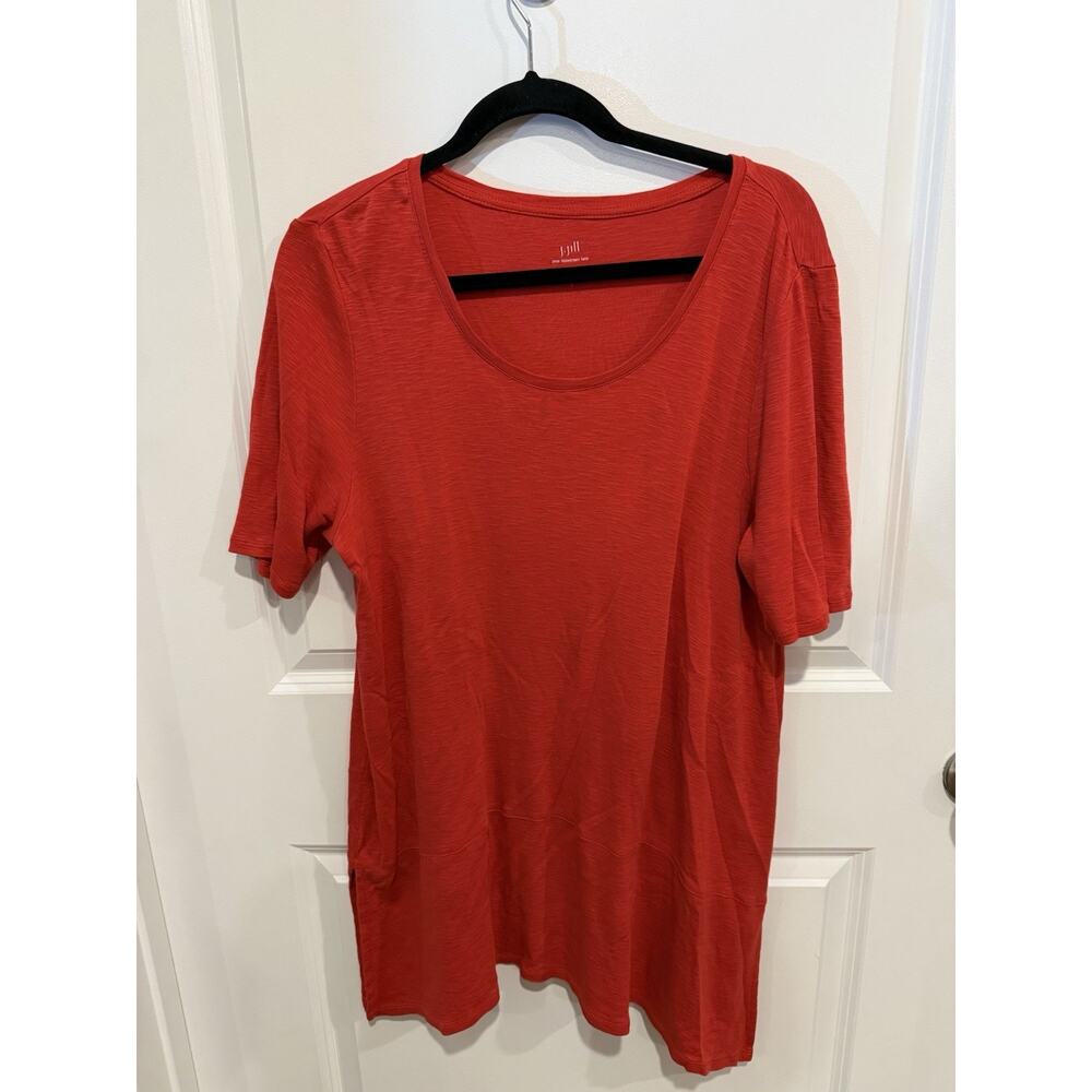 J Jill Pima Dipped Hem Tunic Womens Large Coral Coastal Lagenlook Natural Fiber